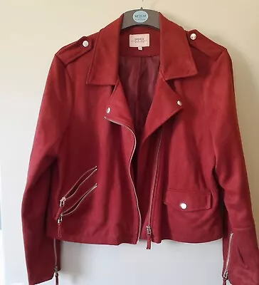 Buy Ladies Jacket Size 20 Matalan Papaya Rust Colour Biker Type Faux Suede  • 4.99£