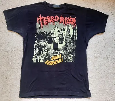 Buy TERRORIZER World Downfall 1990 Vintage Shirt Grind Death Metal L Napalm LP CD 89 • 249£