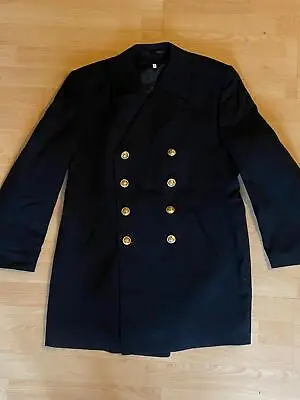 Buy German Navy Double Breasted Black Pea Coat/Greatcoat 1990s • 45£