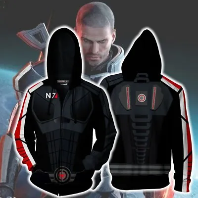 Buy Mass Effect Hoodie N7 Sweatshirt Hooded Jacket Zipper Coat Costume Tops • 26.28£