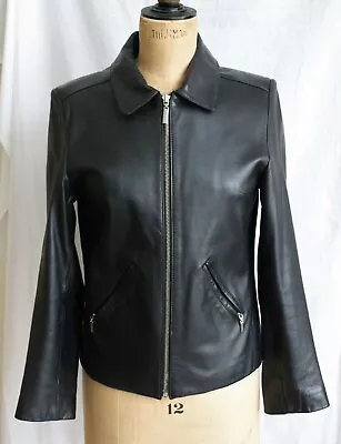 Buy Vintage 90's Real Leather Black Biker Jacket Nuage At Debenhams. Limited. UK8 • 80£
