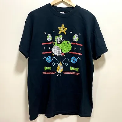 Buy YOSHI Super Mario T-Shirt Cross Stitch Look Mens L Nintendo - Good Condition • 18.86£