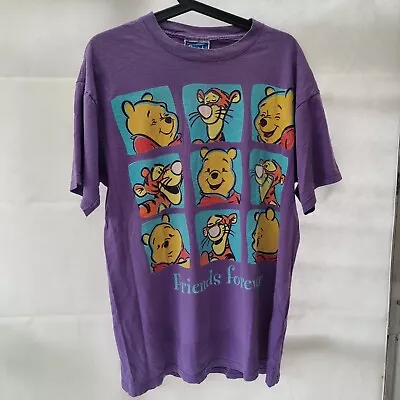 Buy Vintage Disney Pooh And Tigger Friends Forever Purple Tshirt Made In USA Adult L • 19.99£