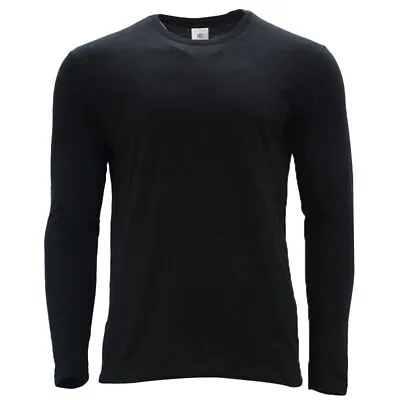Buy Mens T Shirts Long Sleeve Crew Neck Regular Fit Casual Cotton Plain Tees S - 3XL • 6.99£