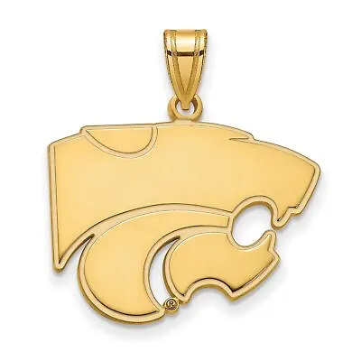 Buy Kansas State University Wildcats School Mascot Head Pendant Gold Plated Silver • 65.35£