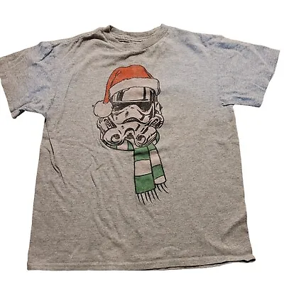 Buy Star Wars Kids Size XS Christmas Shirt Stormtrooper Santa Hat Grey Short Sleeve • 12.83£