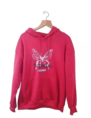 Buy Red Hoodie With Graphic Print, Butterfly, Size Large, Used • 11.95£