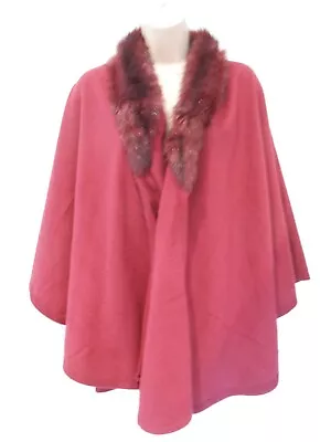 Buy Women M&Co Mulberry Faux Fur Collar Smart Winter Cape Wrap Jacket  NEW) One Size • 25.99£