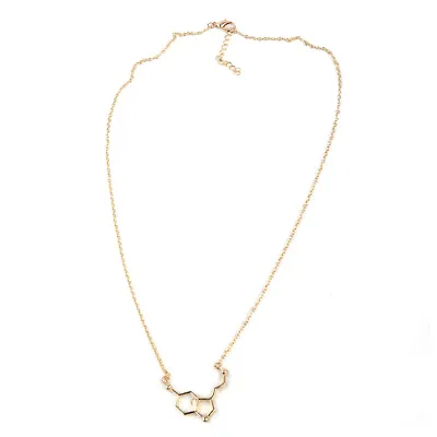 Buy Women Gold Chemistry Serotonin Molecule Pendant Necklace Long Chain Jewelry & • 4£