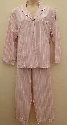 Buy New M&S Body Cool Comfort Striped Pure Cotton Pink Pyjamas Sz UK 22 • 24£