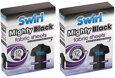 Buy 2 X Swirl Mighty Black Fabric Sheets Pack Of 12 Revives Dark Clothes Garments • 4.95£
