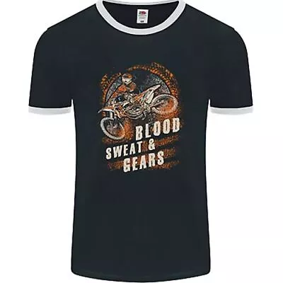 Buy Blood Sweat And Gears Motocross Dirt Bike Mens Ringer T-Shirt FotL • 12.49£