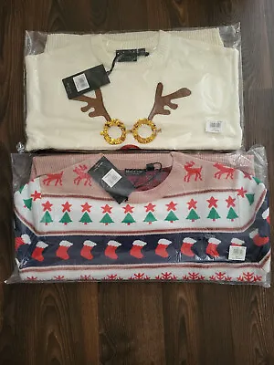 Buy 2 Brave Soul Womens Festive Xmas Christmas Jumpers,  Size Small, New With Tags • 14.99£