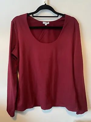 Buy JIGSAW XL ‘red Wine’ Long Sleeve Double Layer Jersey Top Round Neck • 20£