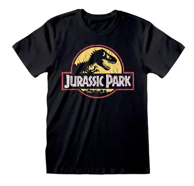 Buy Official Jurassic Park - Original Logo Distressed T-Shirt • 14.99£