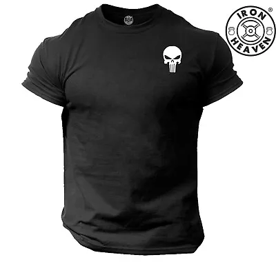 Buy Skull T Shirt Pocket Gym Clothing Bodybuilding Training Workout Exercise MMA Top • 11.03£