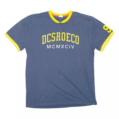 Buy Vintage DC SHOE CO Mens T-Shirt Blue 90s USA Button Neck XL • 11.99£