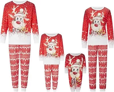 Buy New Christmas 2 Piece Pyjamas Reindeer/elk  Red And White,  Family ,Kids,Adult • 5.99£