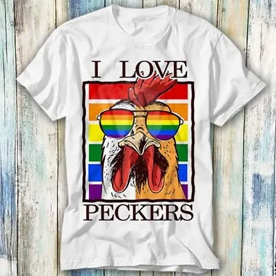 Buy I Love Peckers Funny Gay LGBT Rainbow Chicken T Shirt Gift Top Tee Unisex 1310 • 6.35£