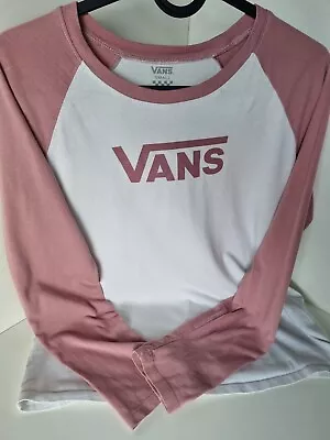 Buy Ladies Vans Long Sleeved White / Pink T-Shirt Size Small  • 7.50£