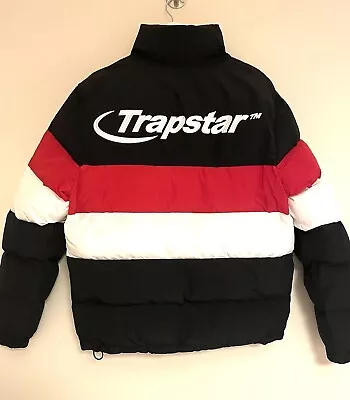 Buy Trapstar Men’s Black White And Red Hyperdrive Puffer Jacket • 75£