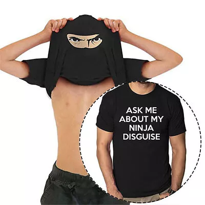 Buy Men Ask Me About My Ninja Disguise T-Shirt Funny Flip Costume Humor Tee Shirt UK • 6.11£