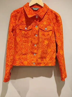 Buy QVC Ruth Langsford Snake Print Denim Style Jacket Orange Size 10 RRP £49 • 23.90£