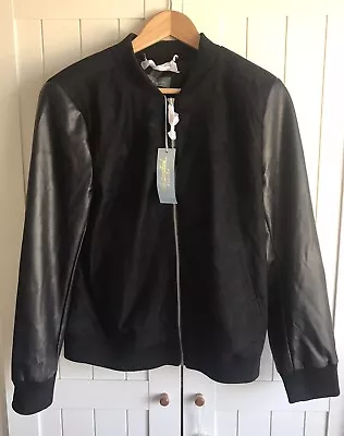 Buy Ruth Langsford Faux Suede Bomber With Faux Leather Sleeves - Size 12 (BNWT)Black • 32£