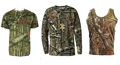 Buy Mens Jungle Print Short & Long Sleeve T-Shirt Vest Camouflage Regular Plus Size • 8.99£