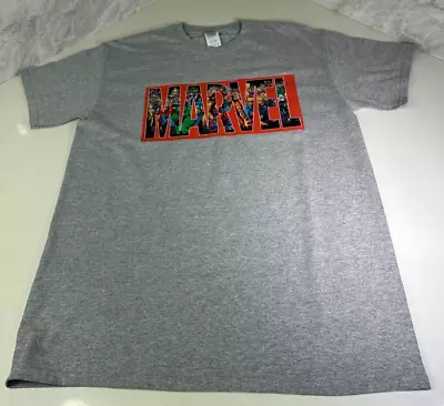 Buy Marvel T Shirt Grey Big Logo Front Spell Out Guildan Size Medium New Unworn • 9.99£