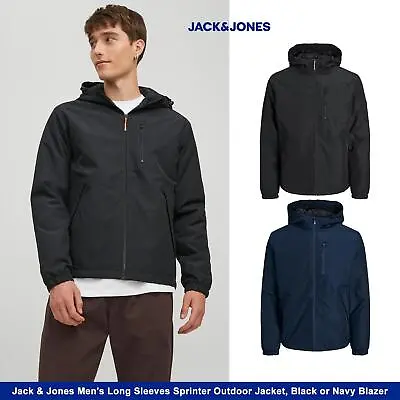 Buy Jack & Jones Men's Long Sleeves Sprinter Outdoor Jacket, Black Or Navy Blazer • 31.99£