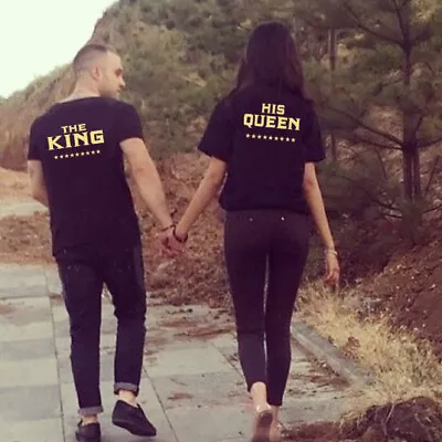 Buy Funny Matching His Hers Valentines Day Love Gift Present King Queen T-Shirt  • 9.59£