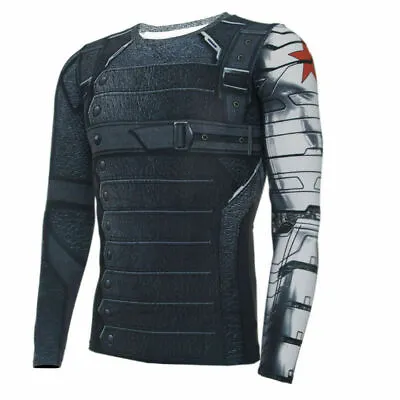 Buy Winter Soldier T-Shirts Bucky Barnes 3D T-Shirts Cosplay Superhero Top Costumes • 13.20£