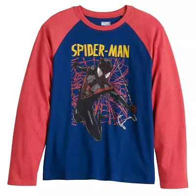 Buy Marvel ☆ Boys'  Miles Morales Spiderman Long Sleeve Raglan T-Shirt ☆ Sizes S-XL • 16.05£