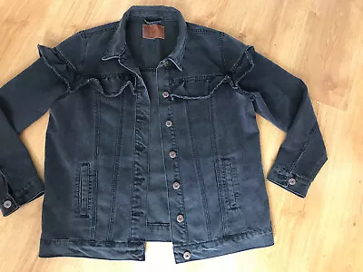 Buy ONLY Black Long Denim Jacket With Ruffles  • 14.99£
