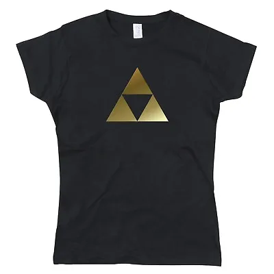 Buy Gold Triforce Triangles Pyramid Symbol Ladies Tshirt T-shirt Tee Top • 12.95£