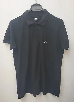 Buy Mens Killer Whale Logo Short Sleeve Collared Button T Shirt Size Medium Black • 8.74£