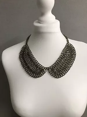 Buy Brass Tone Chain Mail Collar Necklace Costume Jewellery Retro Vintage • 7.99£