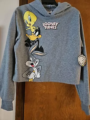 Buy WB Looney Tunes Cropped Hooded Sweatshirt Girls Size M(7/8) Brand New • 13.38£