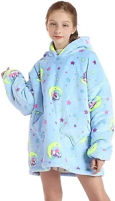 Buy Kids Childrens Hoodie Blanket Oversized Plush Flannel Hooded Sweatshirt 6 - 14 Y • 4.95£