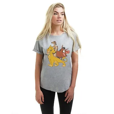 Buy Official Disney Ladies Lion King Simba & Friends T-shirt Grey S-XL • 10.49£