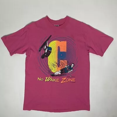Buy Vintage 90s Single Stitch Graphic T Shirt Water Sports Graphic Print Pink  • 10.95£
