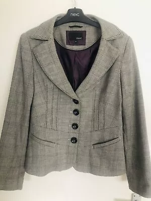 Buy Next Ladies Checked Grey Blazer - UK Size 10/12 • 7.90£