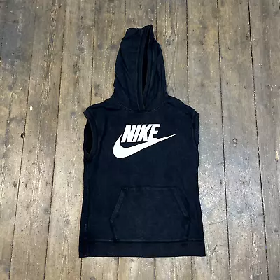 Buy Nike Hoodie Sleeveless Y2K Sweatshirt, Black, Mens Medium • 20£