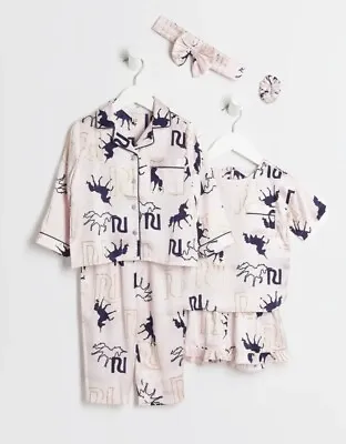 Buy River Island Girls Pyjama Bundle RI Sleepover Set Pink Unicorn Pjs X 2 Gift Set • 16.95£