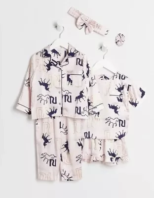 Buy River Island Girls Pyjamas Bundle RI Sleepover Set Pink Unicorn Pjs X 2 Gift Set • 16.95£