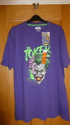 Buy Batman Joker Face Purple T-shirt Mens Size Xl  New  Primark • 5£