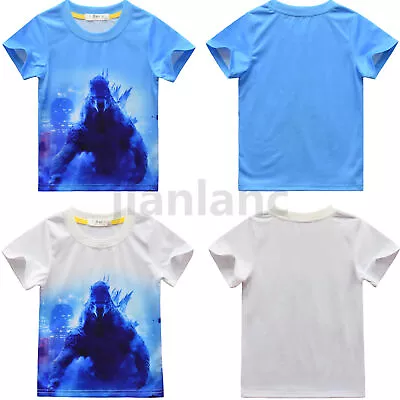 Buy Kids Boy Godzilla Print T-Shirt Cosplay Costume Summer Short Sleeve Tee Top Gift • 8.99£