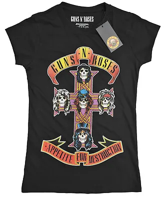 Buy Guns N Roses T Shirt Appetite For Destruction Official Ladies Slim Fit Tee NEW • 14.99£