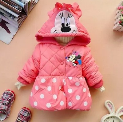 Buy Brand New Girls Minnie Mouse Puffer Jacket With Polka Dot Design 4 Colours • 7.99£
